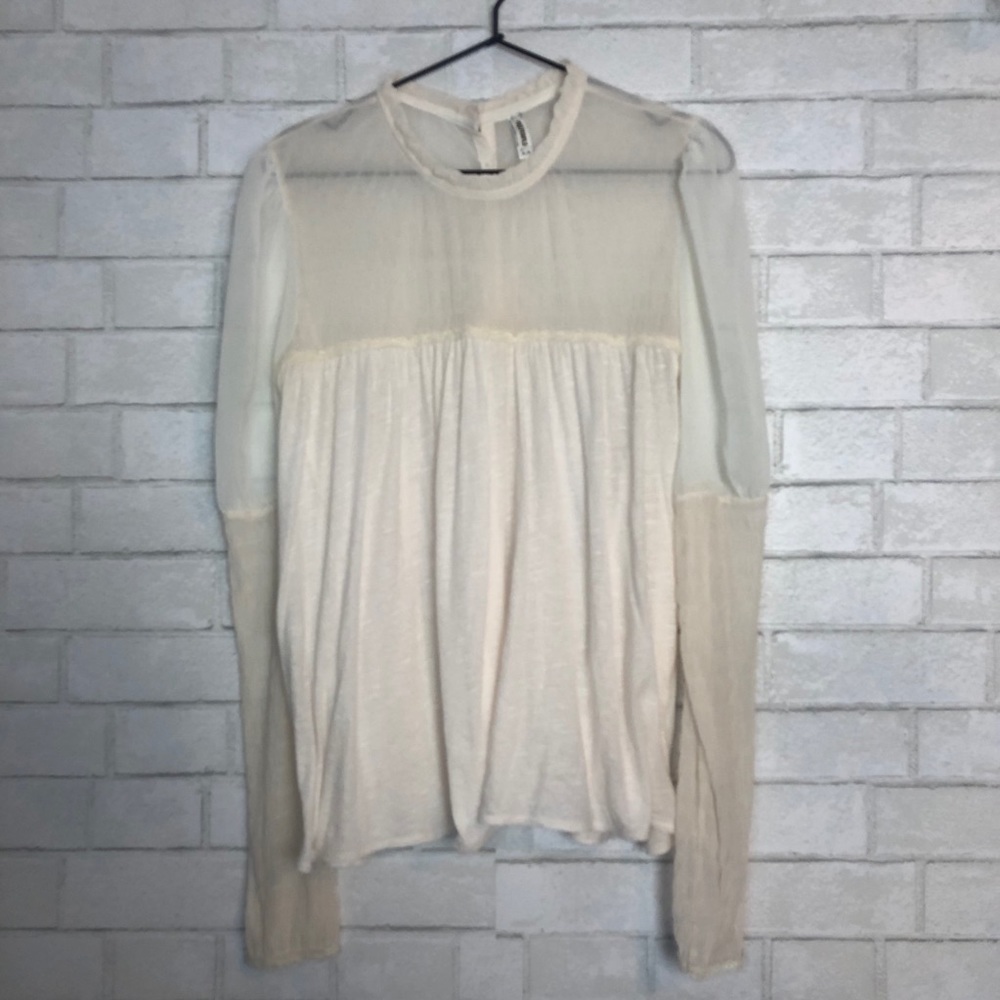 Free People Puff Sleeve Victorian Prarie Top M